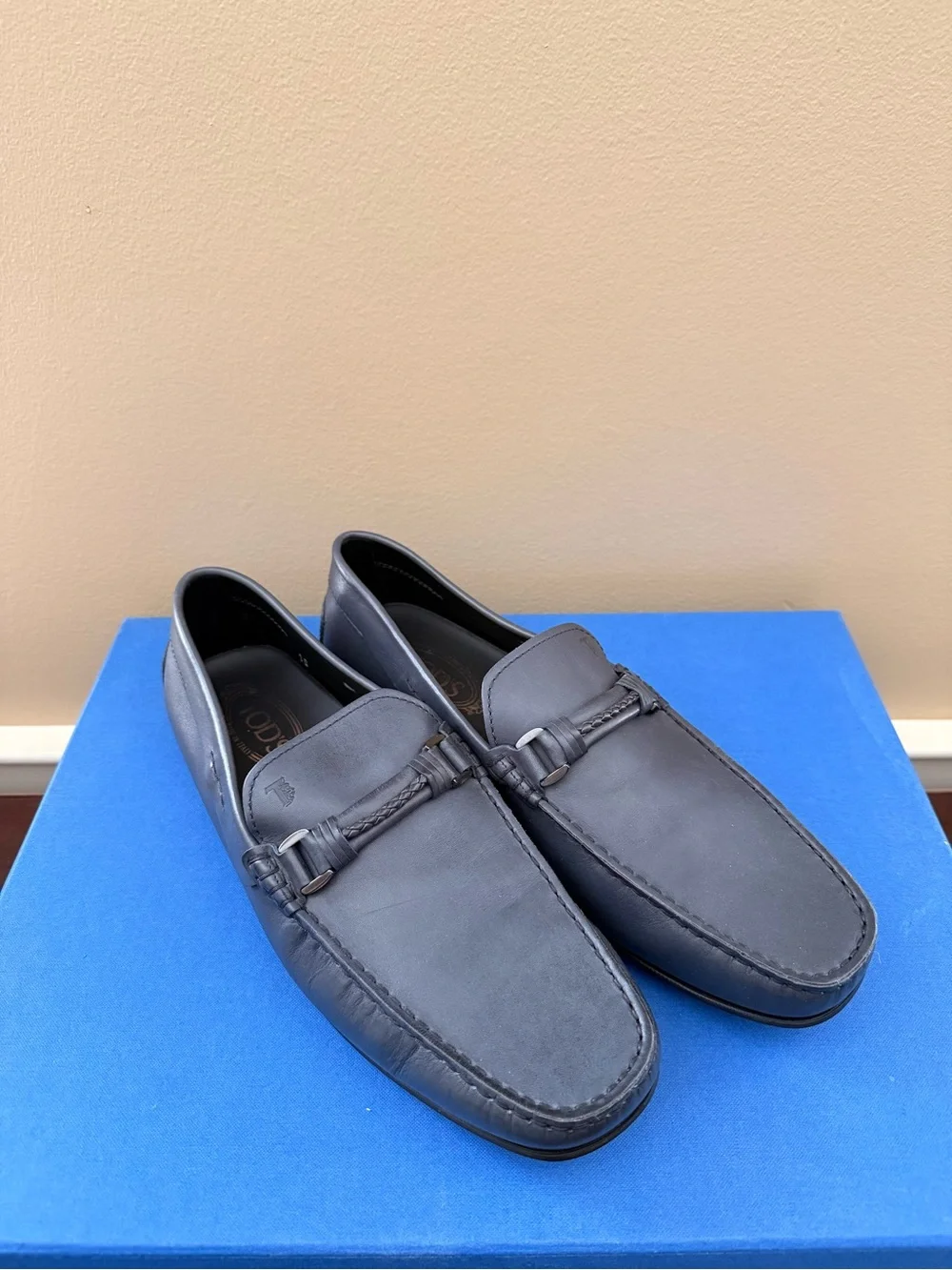 Tod’s Men’s Navy Blue Leather Slip-On Loafers